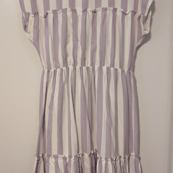 Cremieux Lavender and Ivory Christy Stripe Midi Dress - Picture 3 of 8